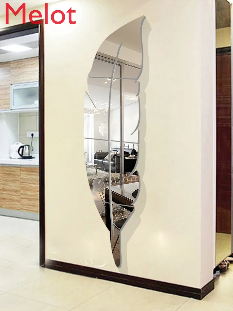 

Full-Length Mirror 3D Mirror Wall Stickers Living Room Entrance Bedroom Home Creative Decoration Soft Mirror Self-Adhesive