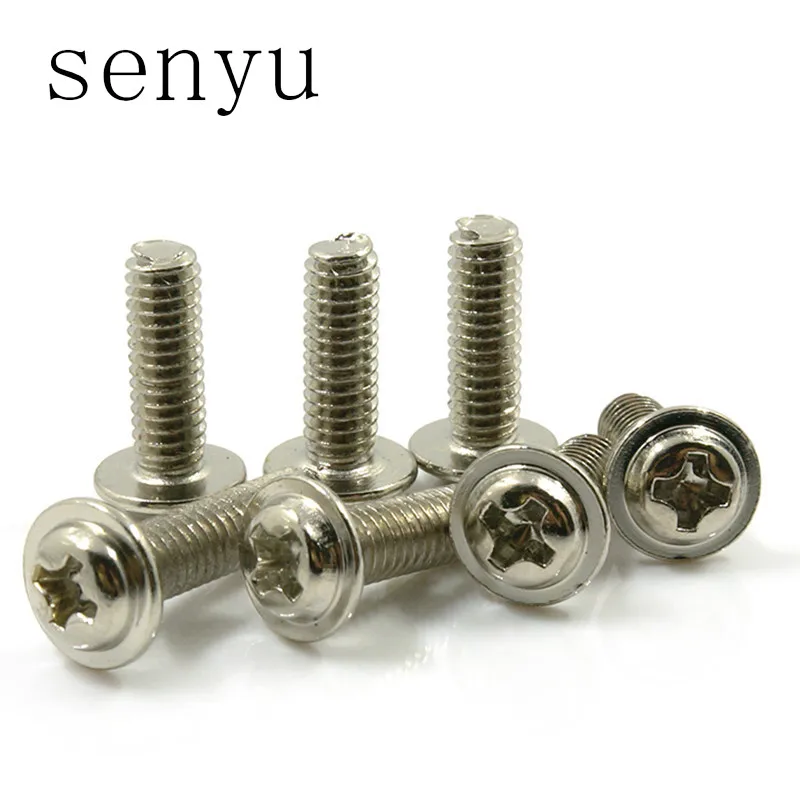 

luchang 100Pcs M3 M4 Screw with washer PC Case Hard Drive Precision PSU Hex Screws For Computer Floppy DVD ROM Motherboard
