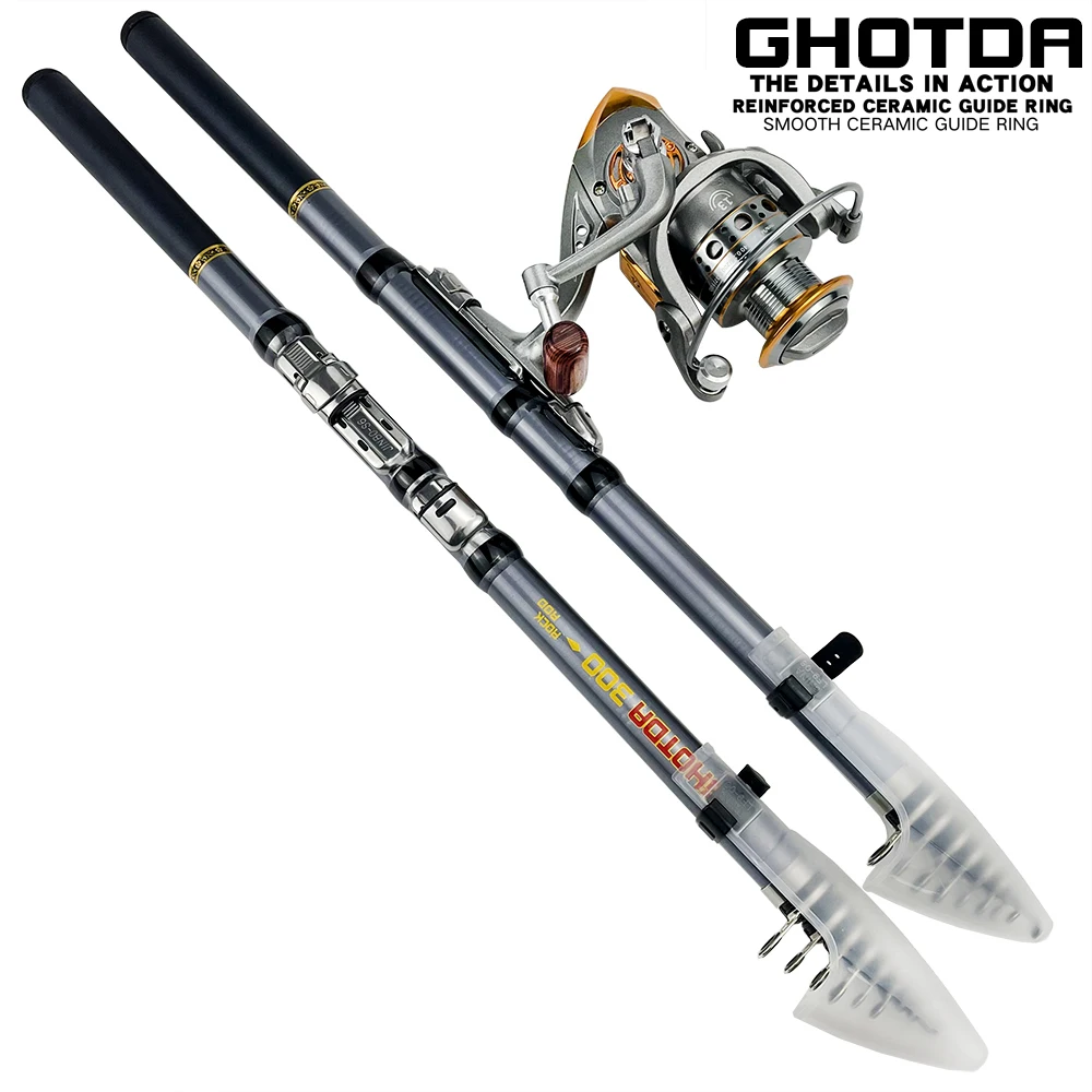 Fishing Rod and Reel Set Carbon Mini Telescopic Fishing Rod Pole with Metal Spool Spinning Reel Sea Saltwater Freshwater Kits