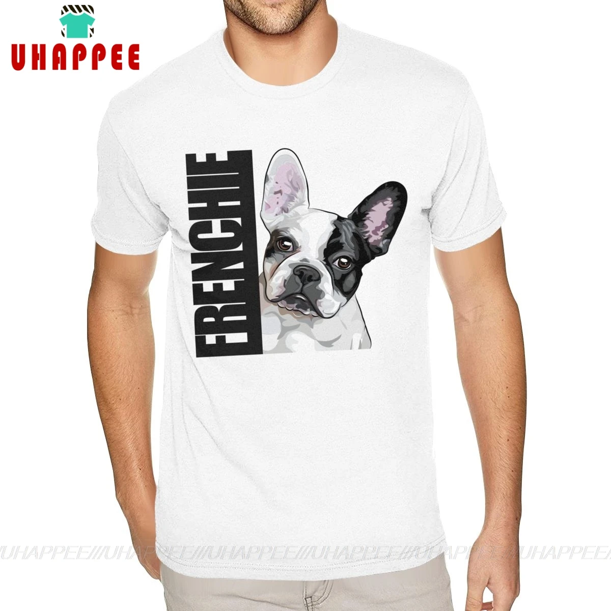 Аниме Frenchie Французский бульдог хлопковые футболки для мужчин 4XL белая футболка |