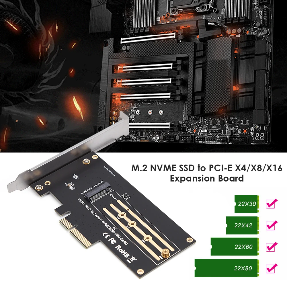 

Плата расширения M.2 NVME SSD к PCI-E, компьютерный модуль PCI Express 3,0 X4/X8/X16 для 2230 2242 2260 2280