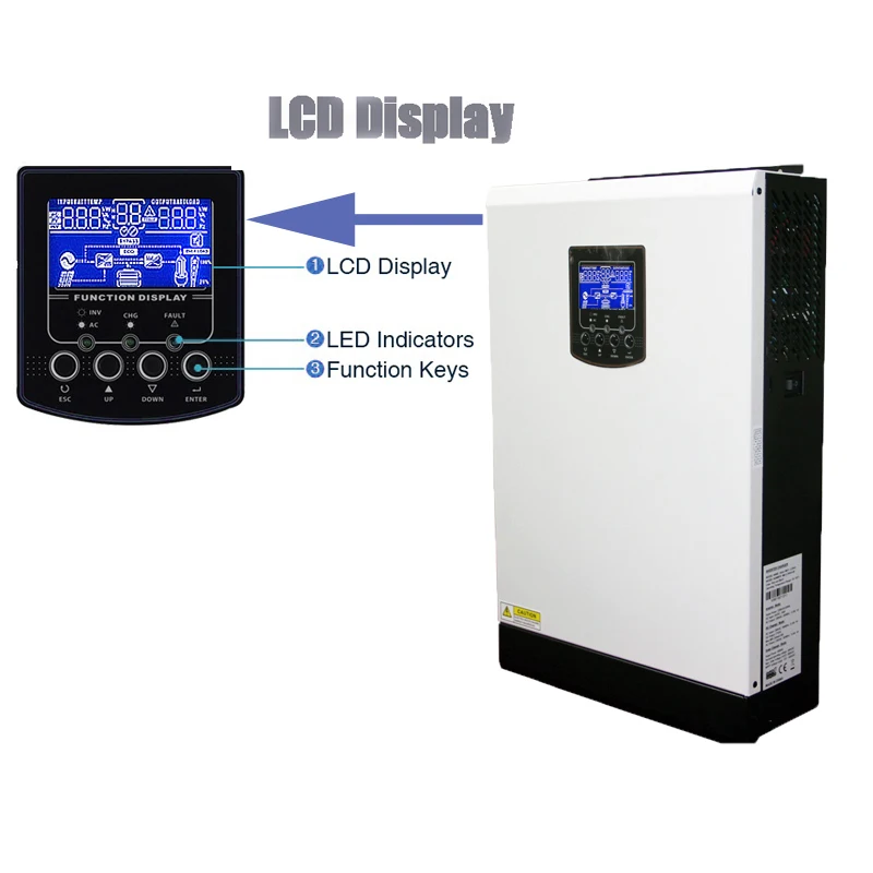 Wi Fi солнечный инвертор 3200 Вт Чистая синусоида 220VAC Встроенный со слежением за