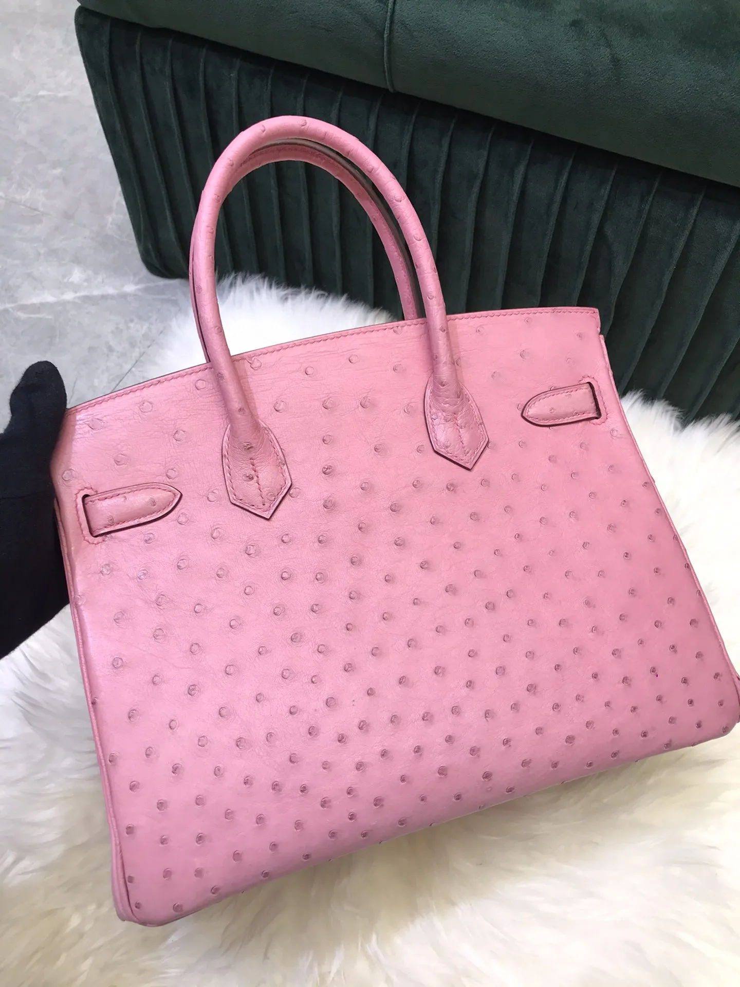 

Fully Handmade Ostrich Design Handbag, 25CM Luxury bag,Brand Purse,Wax Line Stitching, Fast delivery