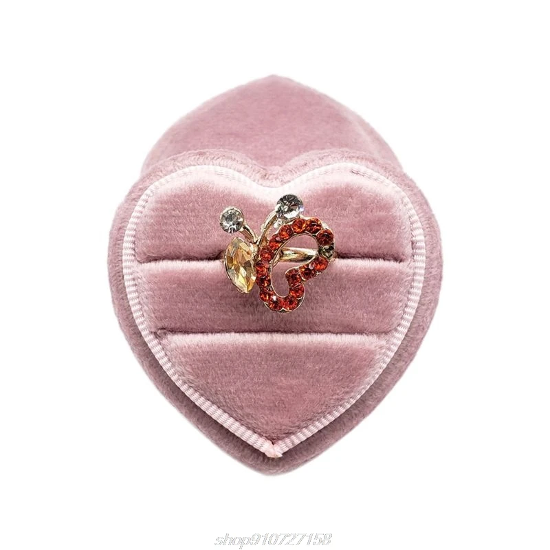 

Heart Velvet Ring Box Double Ring Display Holder with Detachable Lid Ring Box Holder for Wedding Ceremony(Pink) N14 20 Dropship
