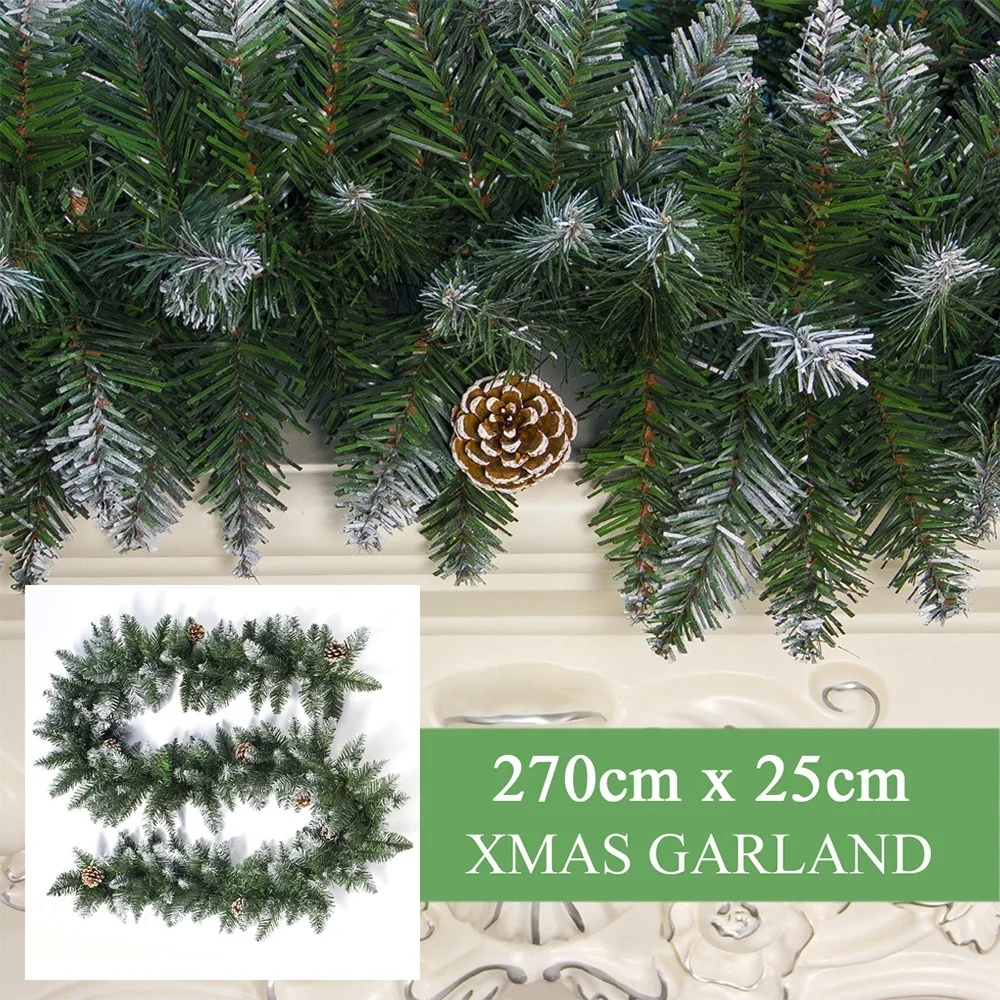2 7 м Роскошная Рождественская гирлянда из ротанга с сосновыми шишками зеленый