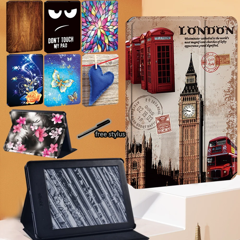 

for Kindle 10th /8th Gen/Kindle Paperwhite 1 5th/2 6th/3 7th/4 10th Tablet Cover Flip Stand PU Leather Case + Stylus