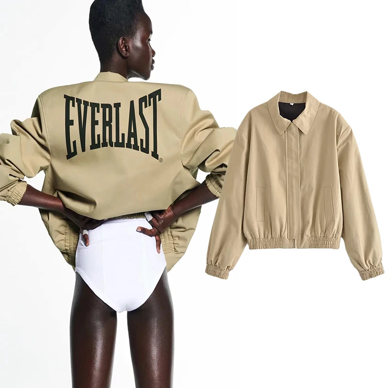 Куртка-бомбер траф с надписью Za Женская Офисная модная верхняя одежда