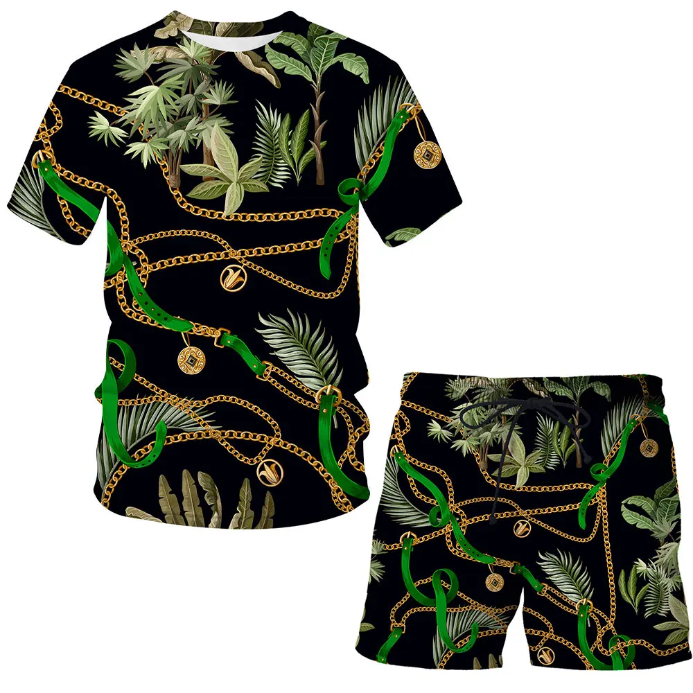 

Retro Clothes Summer T-Shirt Shorts Set 3d Luxury Printed Men's Sets 2021 New Short Sleeve Suits Streetwear Fashion Men clothing