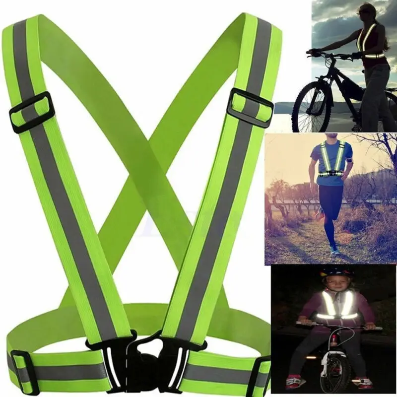 2019 Reflective Vest Visibility Safety Strap Cycling Jogging Running Adjustable Clothing Striped Belt Night | Аксессуары для