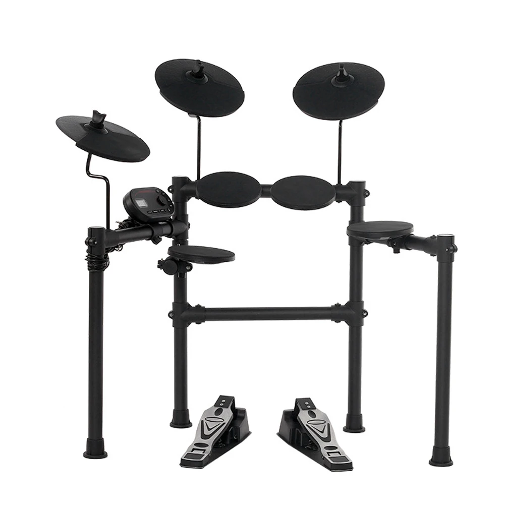 

Fine Quality Force-sensing Silicone Drum Set Professional Convenient Detachable Double Trigger Drum Set Percussion Instruments