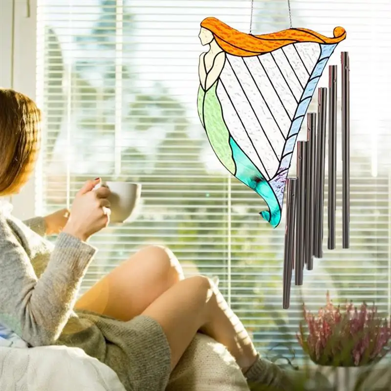

Stained Hanging Wind Chime Multicolor Acrylic Suncatcher Window Panel Hanging Wind Chime Home Decoration Gifts For Friends