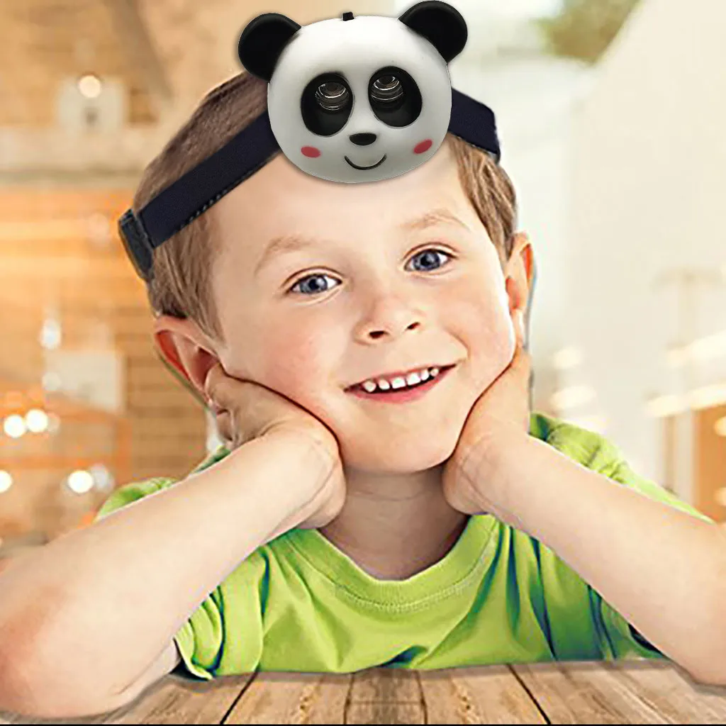 Мультяшная панда головной светильник детский животный вспышка светодиодный