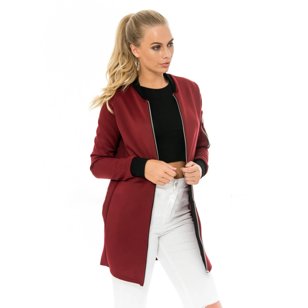 Осень новое обновление Женская длинная куртка кардиган с застежкой молнией для