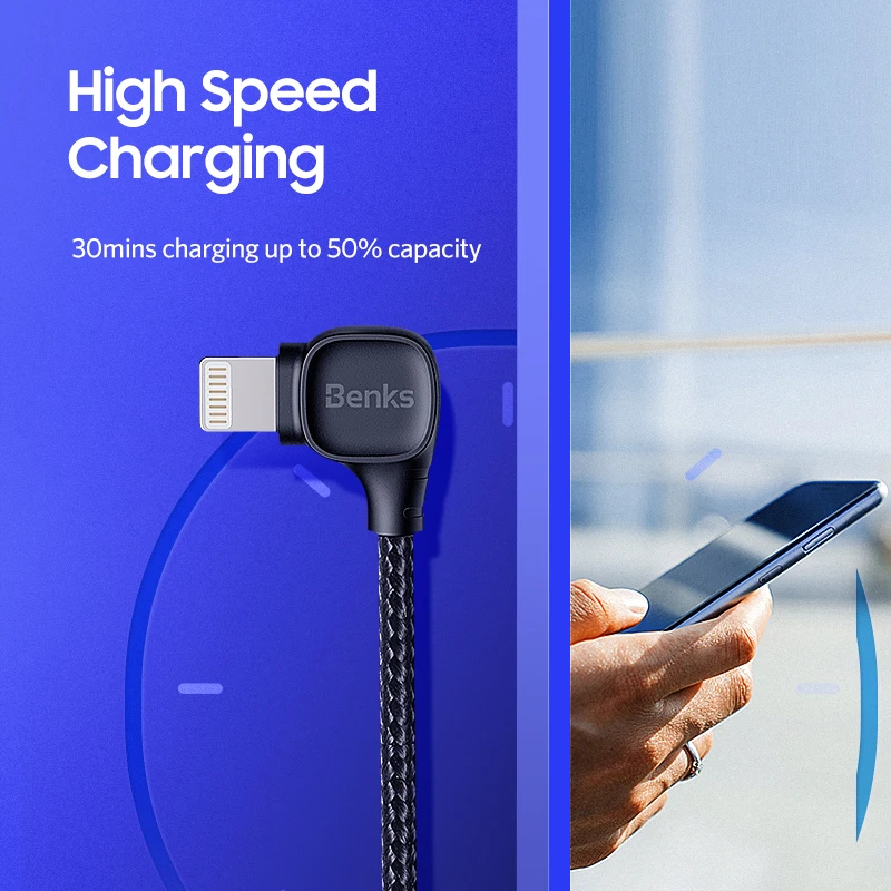 Benks M15 двойной СГИБ MFi USB C на Lightning игровой кабель для iPhone X XS Max XR PD Быстрая зарядка