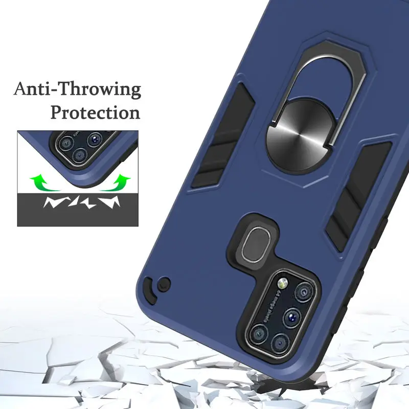

Phone Case For Samsung M31 Luxury Fashion Armor With Ring Car Bracket Shockproof Back Cover For Samsung Galaxy M31 SM-M315F Case