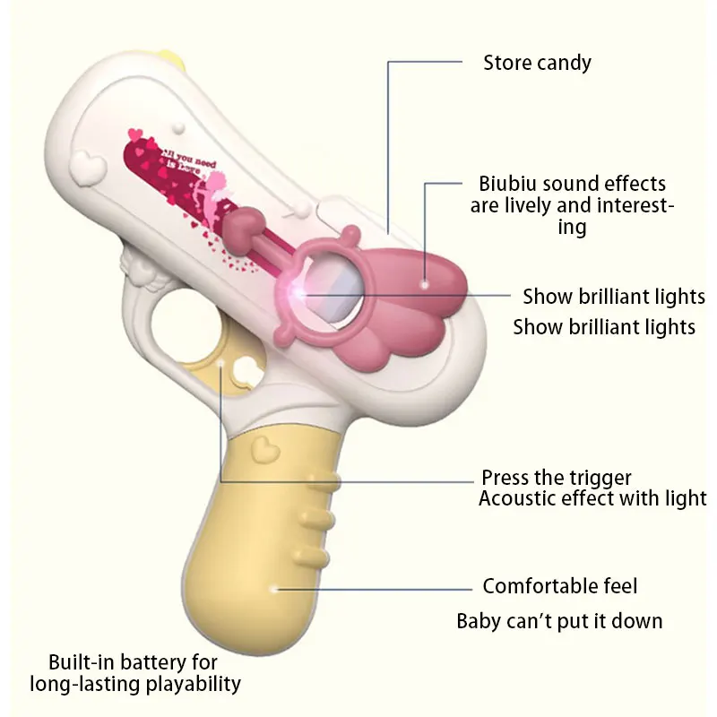 

Candy Gun Sugar Lollipop Gun Sweet Toys For Girlfriends Light Toy Lollipop Storage Toy For Children Adult I Love You