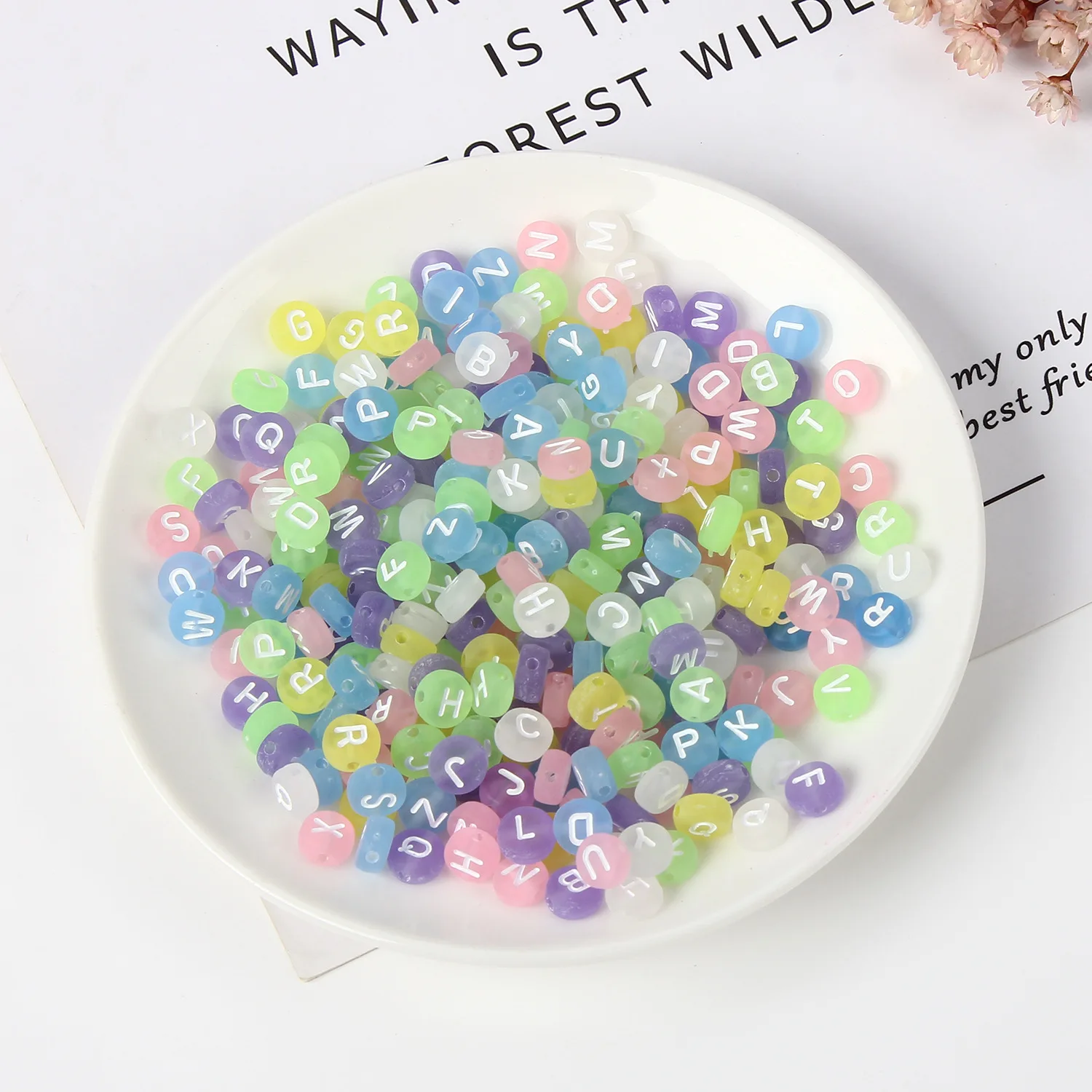 

300PCS Acrylic Beads Round Letter Mix Candy Colors Bead for Charm Jewelry Making Kid DIY Material Accessories 4*7mm Loose Spacer