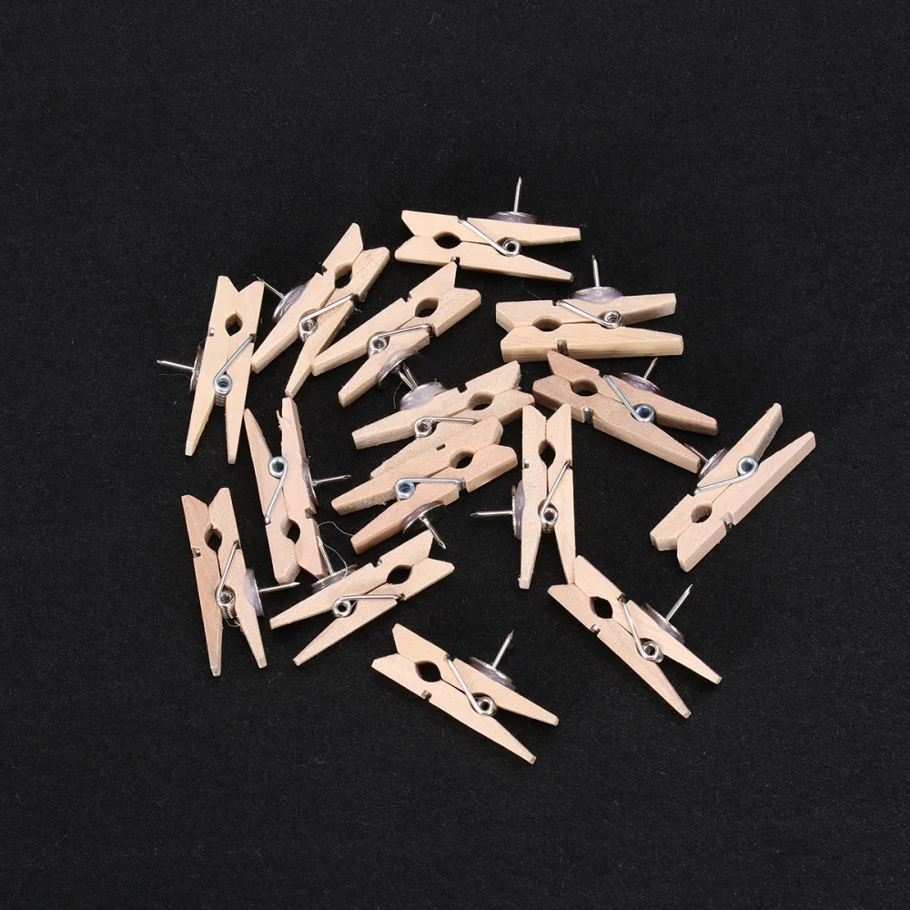 

30pcs Wooden Clips with Multi-purpose Note Clips Photo Clamp Memo Clasp for Home Office School