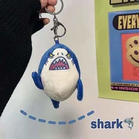 kawaii cartoon angry shark keychain plush toy pendant car keychain keyring ring girl decoration accessories gift doll keychain