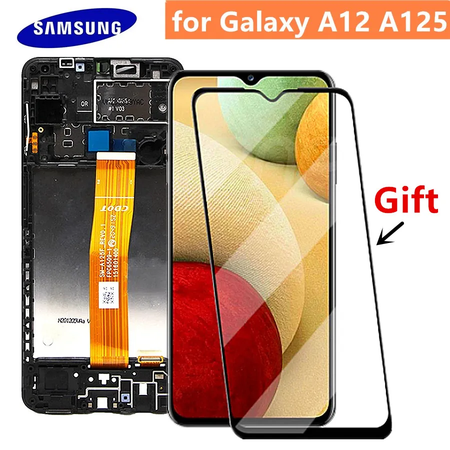 

ЖК-дисплей 6,5 ''для Samsung Galaxy A12 A125F A125F/DS, сенсорный экран в сборе с рамкой, запасные части, оригинал