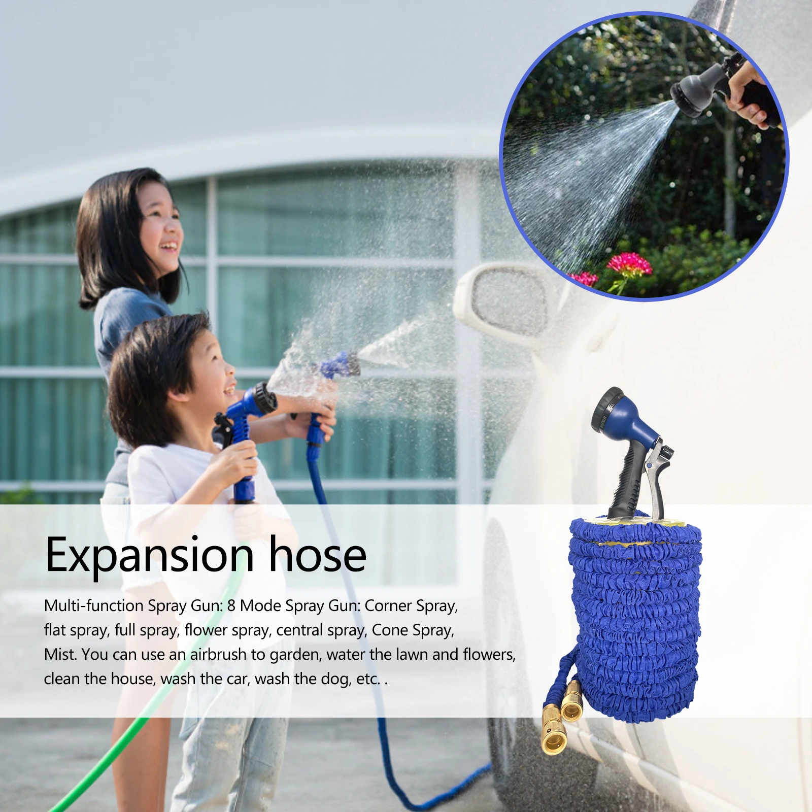 

100FT Garden Hose Flexible Extendable Magic Water Hose Garden Watering Pipe Sprayer Nozzle Universal Connector