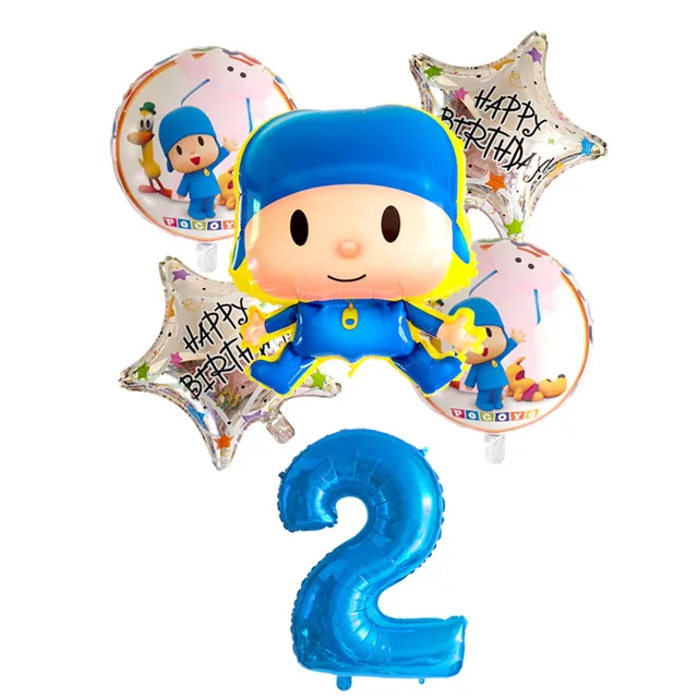 6 шт./партия Pocoyo номер фольги Воздушные шары набор детский душ День Рождения Вечеринка крестины Декор поставки детские игрушечные фигурки из мультфильма globos - Цвет: Темный хаки