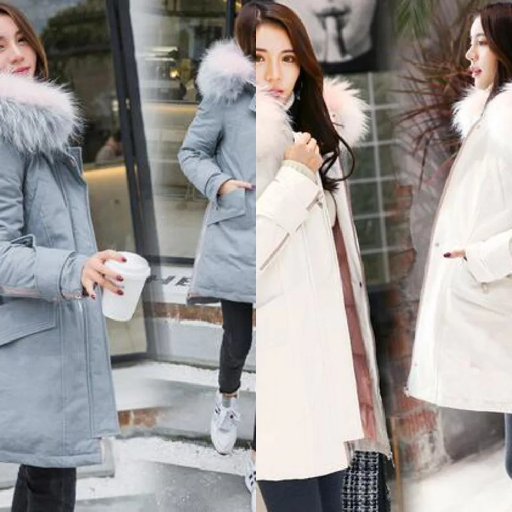 

Женский длинный пуховик с капюшоном, Толстая теплая парка на белом утином пуху, с воротником из натурального меха, зимний сезон