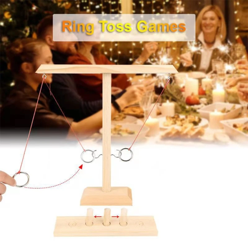 

Wooden toy game ring toss hook board games montessori toys children toys for adult children party at home game stable structure