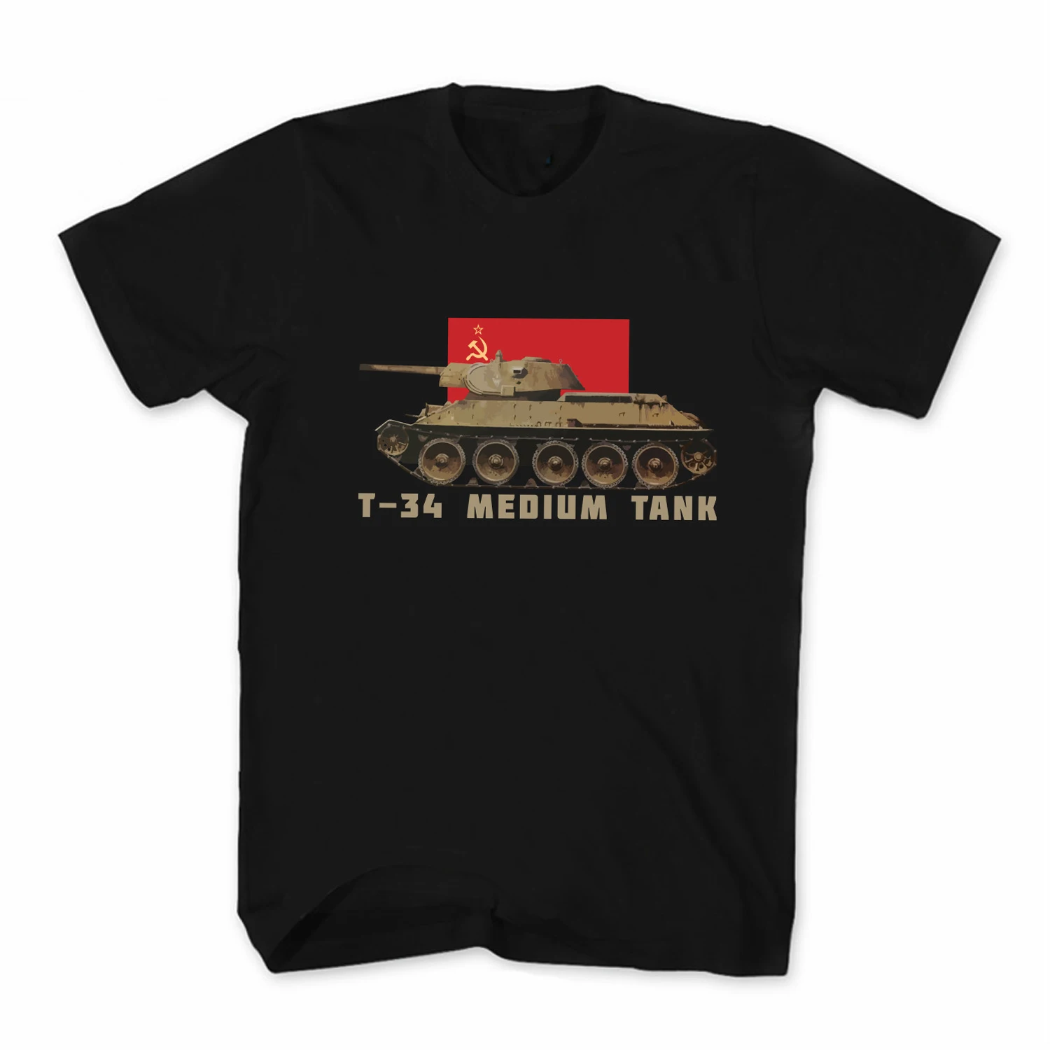 

Russian T-34 Tank WWII Soviet Union military Army Flag Tanks Graphic T-Shirt. Cotton Short Sleeve O-Neck Men's T Shirt New S-3XL
