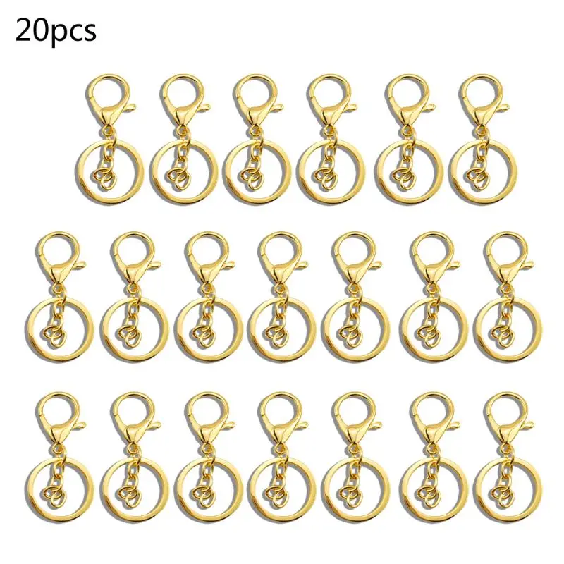

20Pcs Metal Snap Hook Lobster Clasps Lanyard Keyrings Keychain Jewelry Findings