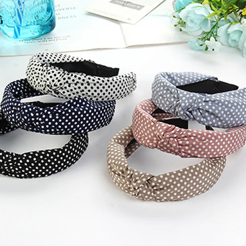Ободок для волос в британском стиле Женский хлопковый обруч с узлом полосатый