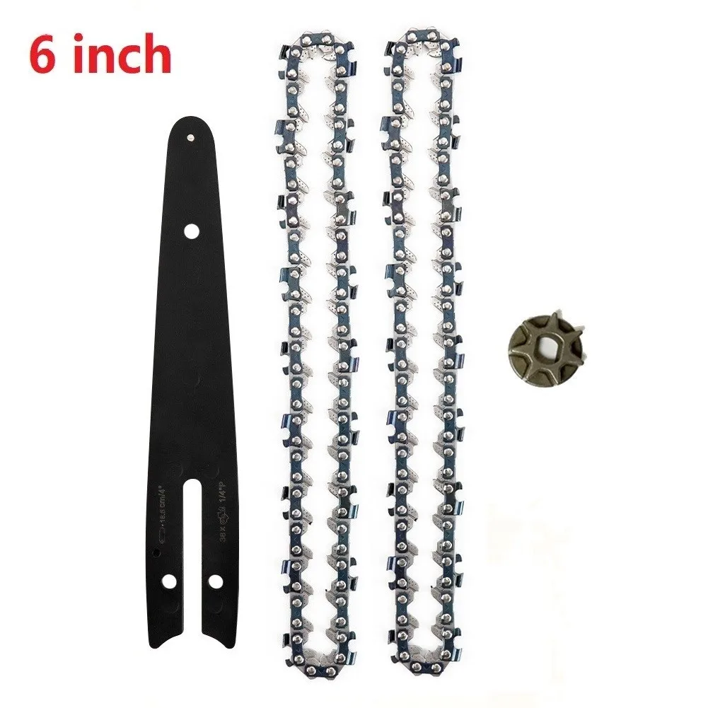 

4Pcs 4/6Inch Steel Chainsaw Guide Bar And Saw Chain Set Fits Electric Chain Saw Wood Cutter Jigsaw Blades Garden Tools