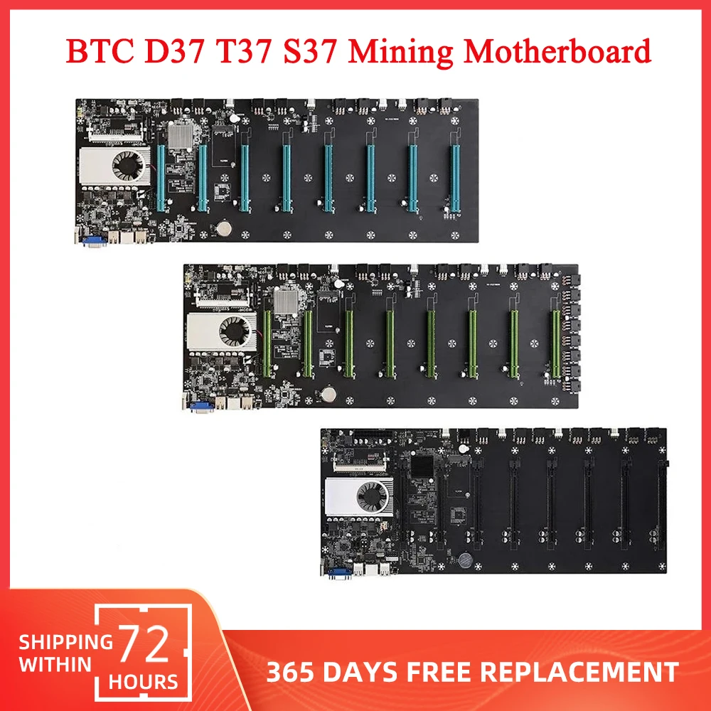 BTC D37 T37 S37 Mining Motherboard 8 PCIE 16X GPU Graphics Card DDR3 Processor 1066 1333 1600 mHz Bitcoin ETH Ethereum Miner