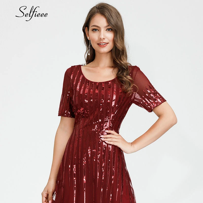 Блестящие красные платья Макси платье прямое детское с круглым вырезом