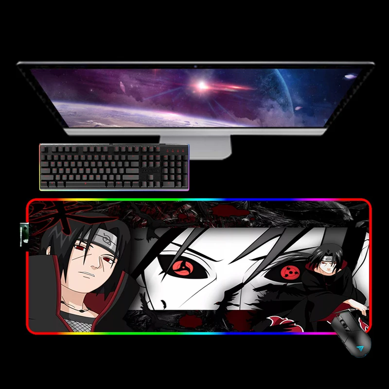 

Japan Anime Rgb Mouse Mat Gaming Keyboard Desk Pad Deskmat Itachi Mousepad Gamer Mouse Mats Xxl Mice Keyboards Computer Office