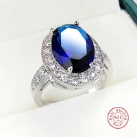 romantic female 1 carat zircon stone ring silver color blue aaa mosaic zircon solitaire promise love wedding band rings