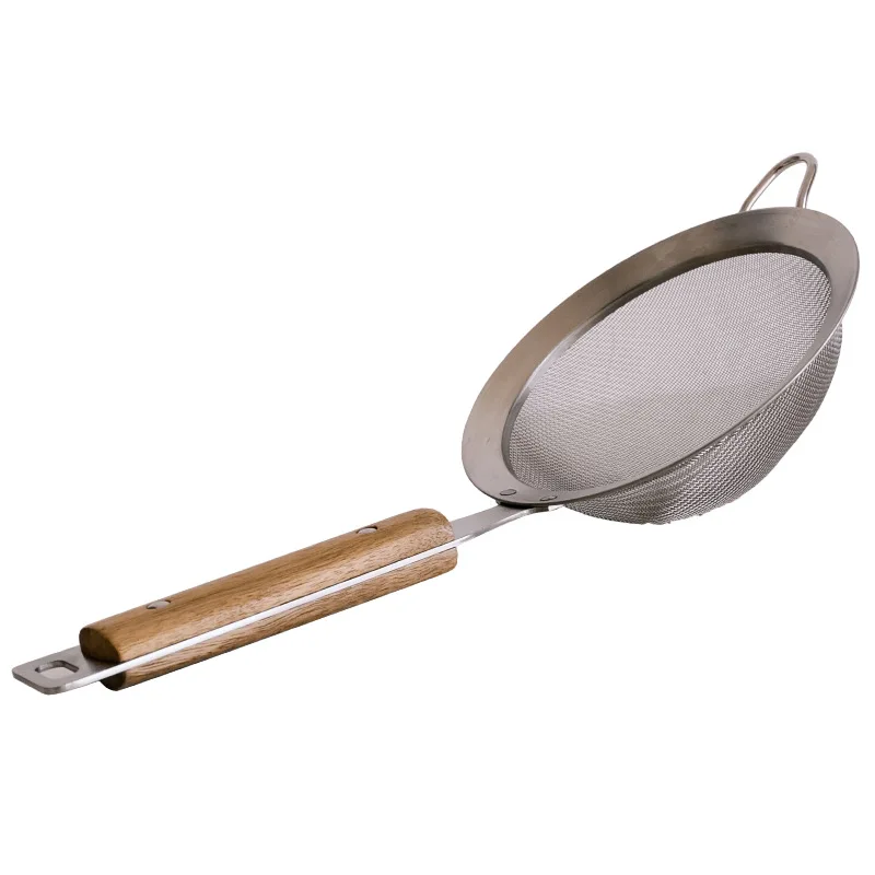 

Wooden Handle Wire Fine Mesh Fries Dumpling Sieve Colander Sifter Flour Oil Strainer Frying Spoon Filtering Food Kitchen Tools