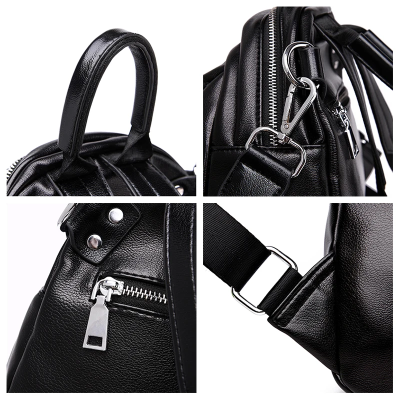 Женский рюкзак из мягкой кожи маленький дорожный блестящей школьный мини для