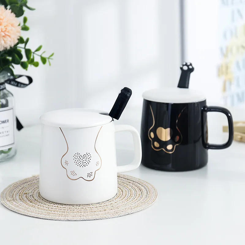 Кофейная кружка с кошачьими когтями крышкой и 3D рисунком кошки ручкой в