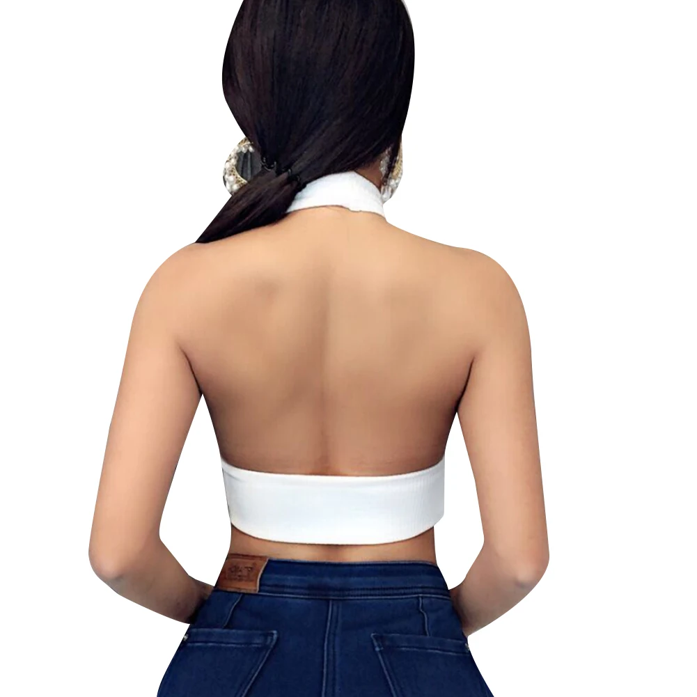 Female Vest Solid Color Round Neck Sleeveless T-Shirt Women’ s Crop Top White/Black | Женская одежда