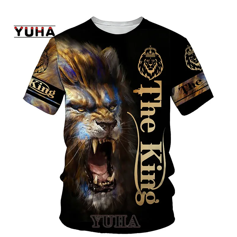 Lion 3D printed men's T-shirt 2022 summer new O-neck short-sleeved shirt 3D style men's clothing fashion casual T-shirt