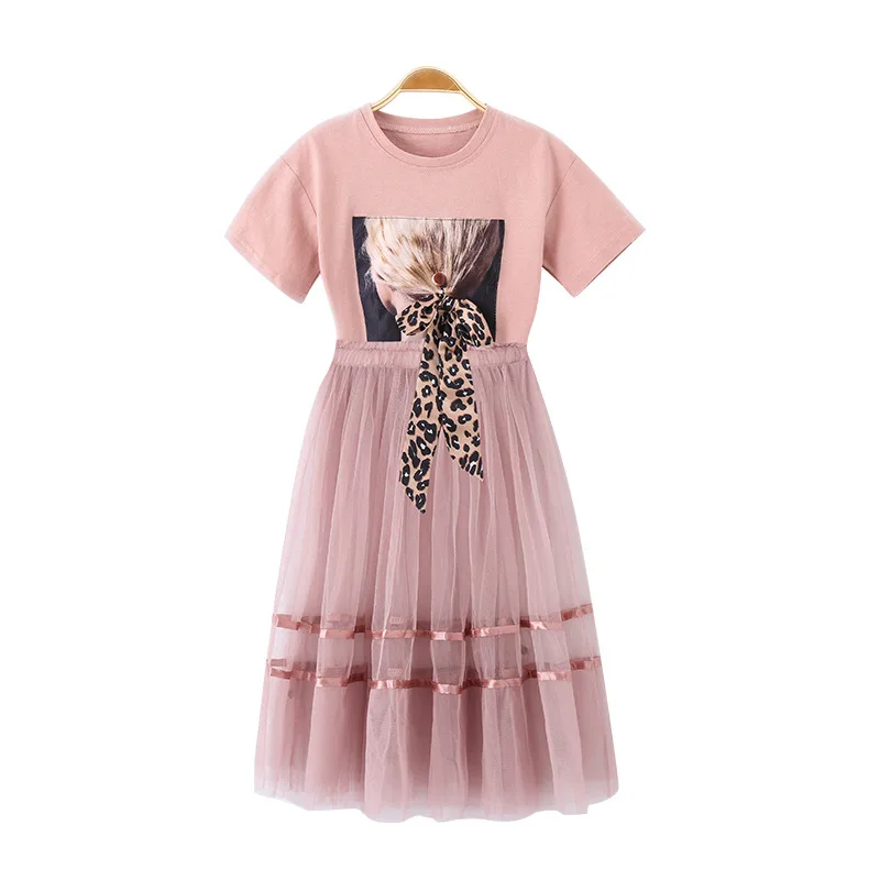 Комплект одежды для девочек летняя футболка с принтом и повязка на голову