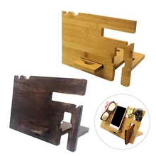 New Wooden Mobile Phone Holder Watch Glasses Key Accessories Desktop Wallet Storage Rack With Multiple Slots For Homeoffice