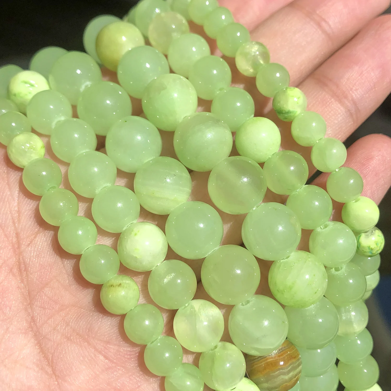 

Flower Green Jades Natural Stone Round Loose Beads for Jewelry Making Diy Bracelet Necklace 15'' Strand 4/6/8/10/12mm