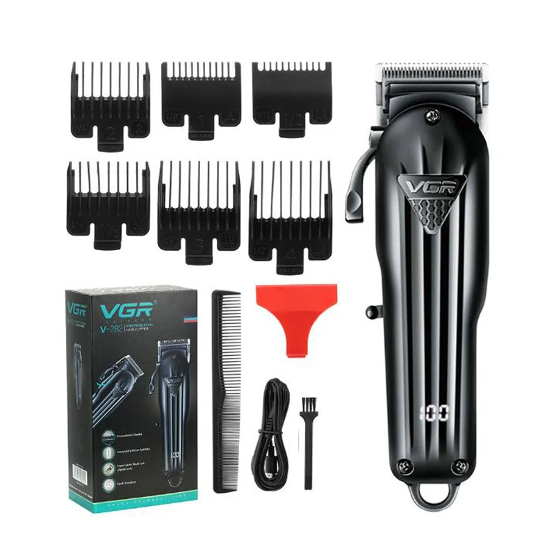 

VGR 282 hair trimmer USB rechargeable hair clipper barber clipper haircut machine oilhead clipper hair carving beard trimmer LCD