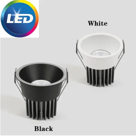 

Recessed Anti-glare LED COB Downlight 7W 12W 20W 25W Dimmable 110V 220V AC 38° Beam Angle Ceiling Spot light For Indoor Lighting