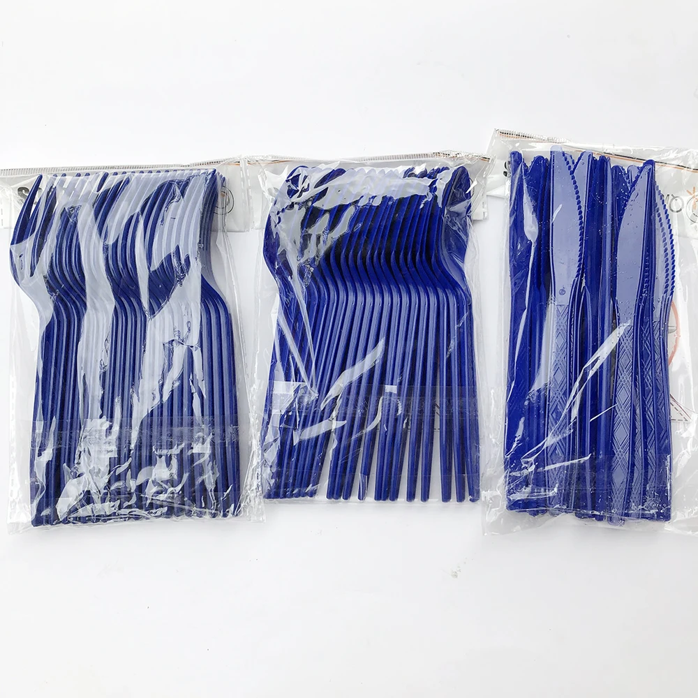 Набор столовых приборов из Королевского синего пластика 20 шт. столовые приборы