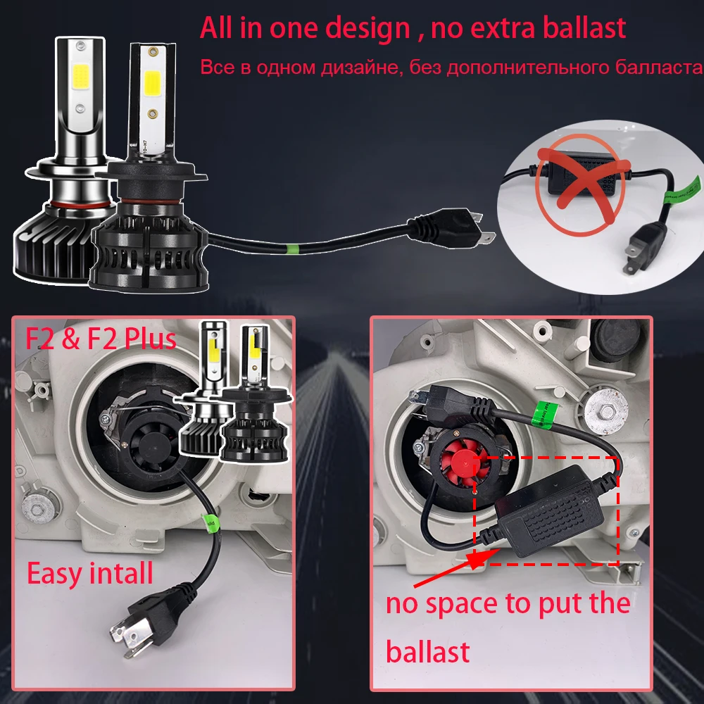 YHKOMS 2 PCS 80W 14000LM H4 H7 LED Car Headlight H1 H8 H9 H11 4300K 5000K 8000K 25000K Auto Fog Light 12V Mini Size Lamp | Автомобили и