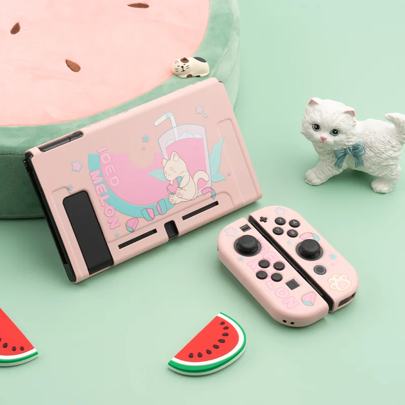 

For Nintendo Switch Case Super Cute Watermelon Cat Pink Girl Fairy League TPU Soft Full Cover Shell For NS Accessories