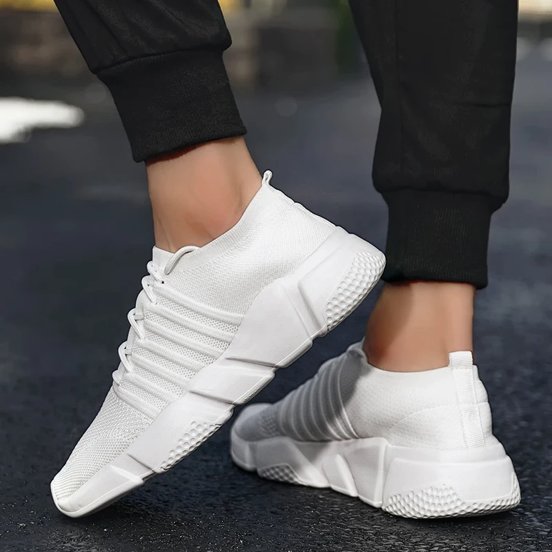 

Sock Men Shoes Mesh Breathable Lightweight Lace Up Non-Slip 4 Colors Walking Sneakers Men Running Male Trainers
